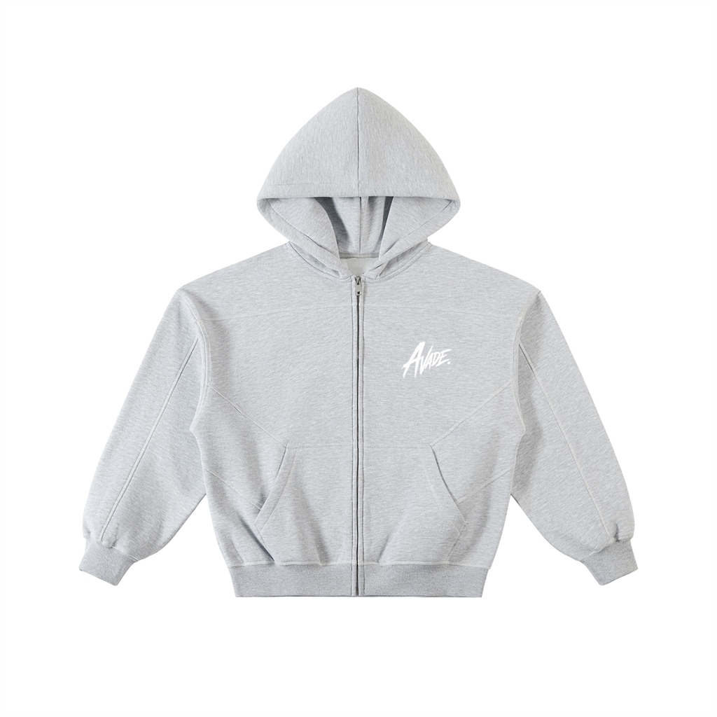 Essential Contrast Zip Hoodie | Grey