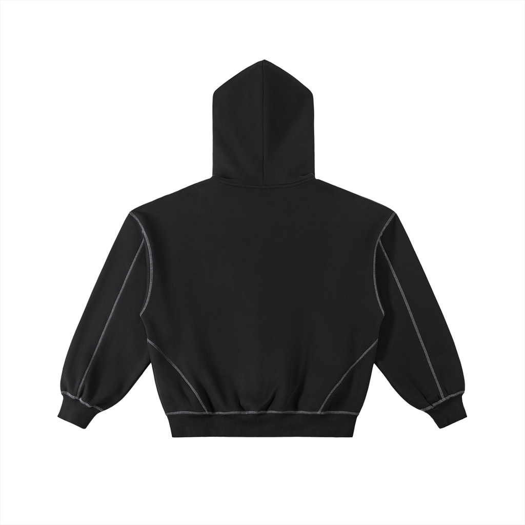 Essential Contrast Zip Hoodie | Black