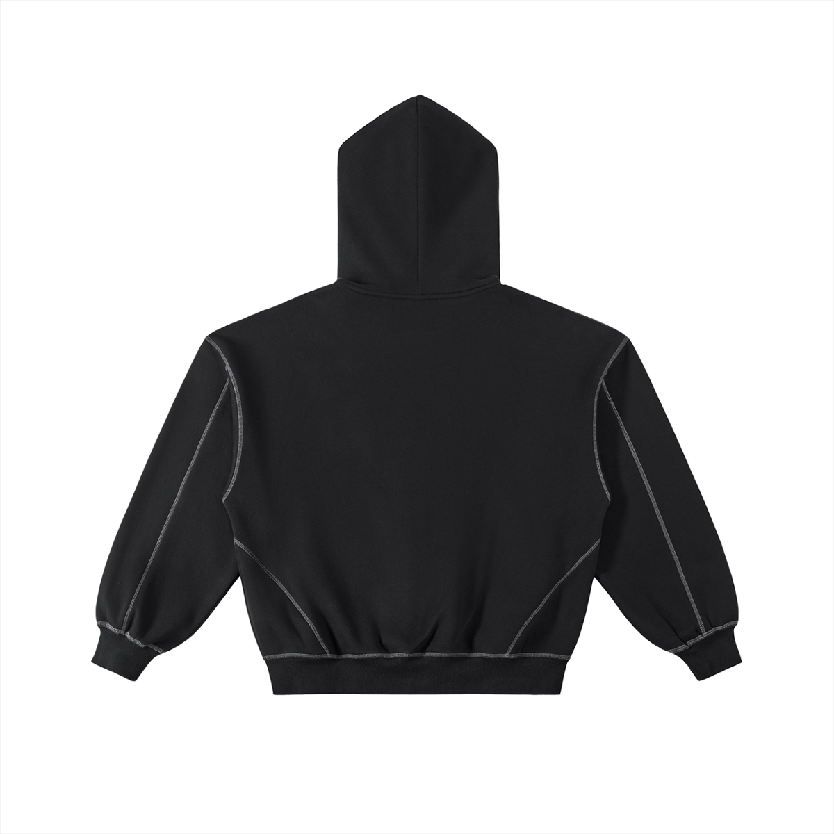 Essential Contrast Zip Hoodie | Black