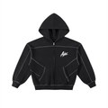 Essential Contrast Zip Hoodie | Black
